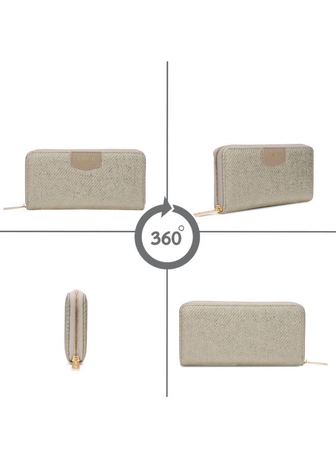 لافي محفظة نسائية فاخرة بسحاب كبير بتصميم جذاب بيج - Image 5